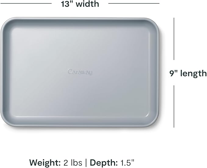 Caraway Nonstick Ceramic Small Baking Sheet Duo (9x13”) – Non-Toxic, PTFE & PFOA Free – Oven Safe – Aluminized Steel Core – Mini Sheet Pan for Baking, Roasting & More - White