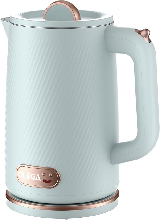 OLEGA Electric Kettle - 1500W Electric Tea Kettle 1.8L Stainless Steel Inner Electric Kettles for Boiling Water Auto Shut Off Boil-Dry Protection Electric Water Kettle for Coffee Tea Blue