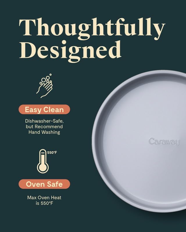 Caraway Non-Stick Ceramic 9” Circle Pan - Naturally Slick Ceramic Coating - Non-Toxic, PTFE & PFOA Free - Perfect for Birthday Cakes, Tartes, & More - Navy