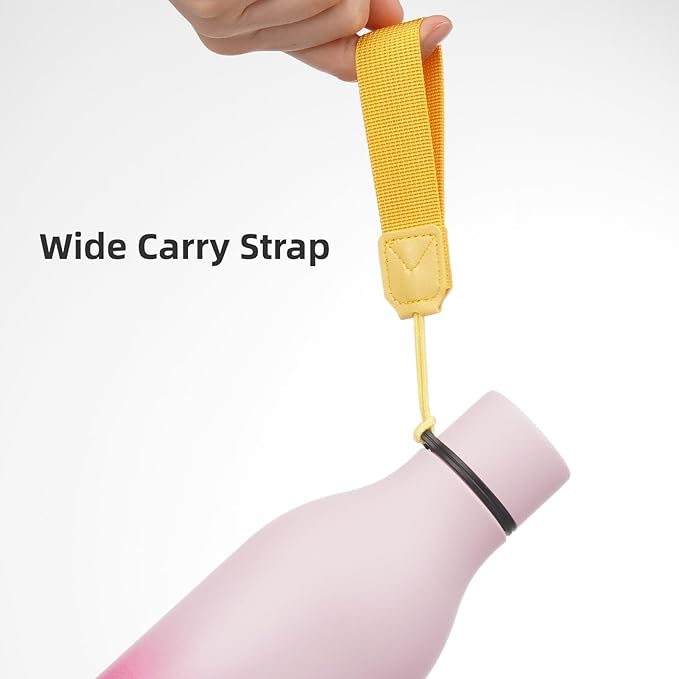 Insulated Water Bottle with Strap,25 oz Double Wall Stainless Steel Vacuum Bottles Metal Water Flask,Cherry