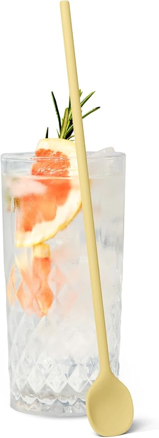 carrotez 9.9" Silicone coffee stirrer, Long Reusable Coffee Spoon for Iced Tea, Multipurpose Beverage Stirring Spoon - Yellow