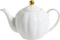 36oz White Porcelain Teapot with Gold Trim, Large Ceramic Teapot for Loose Leaf Tea & Tea Bags, Elegant Tea Party, Gift for Tea Lovers, Classic Design