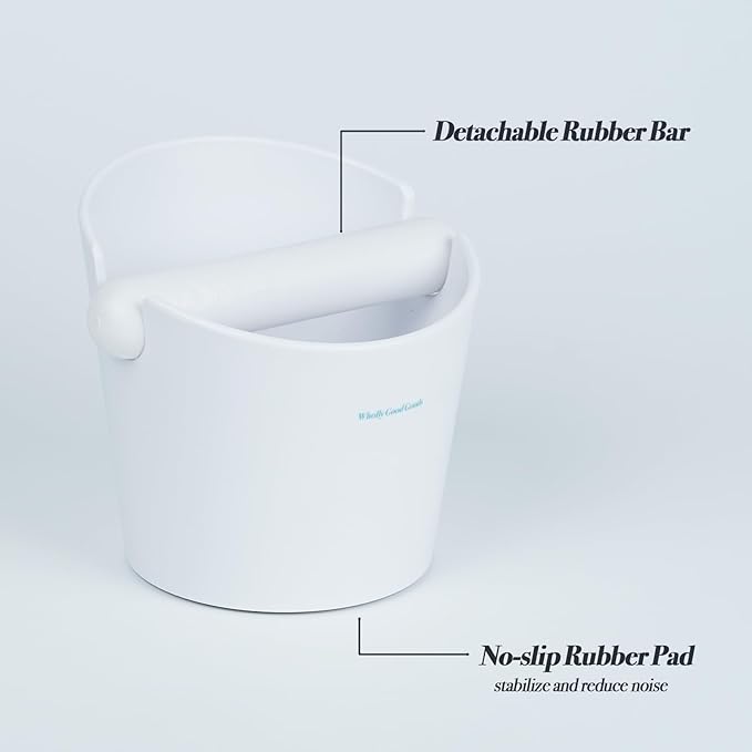 Coffee Knock Box for Coffee, ABS Coffee Grind Knock Box, Shock-Absorbent Durable Coffee Espresso Knock Box Dump Bin Grind Waste Removable Detachable Knock Bar and Non-Slip Base (White)