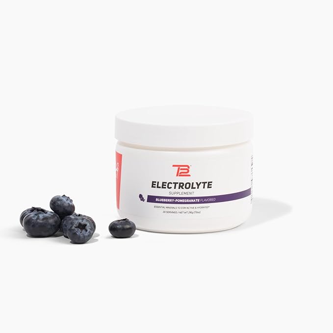 TB12 Electrolyte Powder Blueberry Pomegranate – Mineral-Rich Electrolyte Powder for Fast Hydration by Tom Brady - Natural, Low Sugar, Vegan, Gluten-Free, Easy to Mix - 30 Servings (1 Jar)