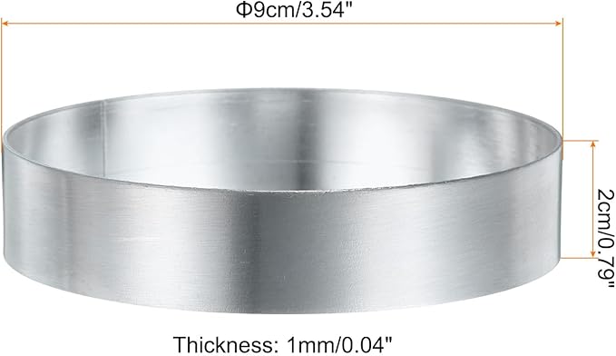 HARFINGTON Round Cake Ring 3.54 x 1 Inch Seamless Stainless Steel Pastry Mousse Dessert Ring Mirror Coating for Baking Cooking English Muffins Crumpet Making Tool