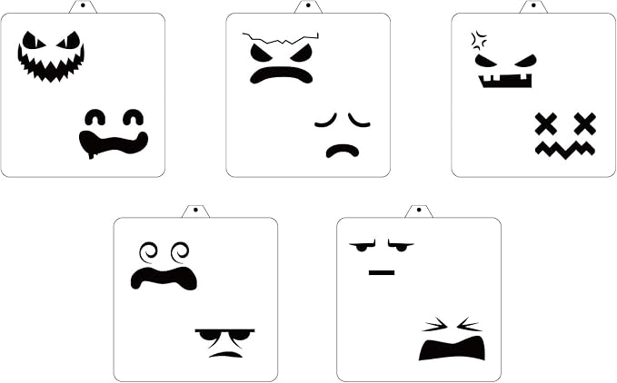 Halloween Ghost Faces Cookie Cutter and Stencil Set Bundle Kit PYO Cookies Paint Your Own Diy Bakery Fondant Sugar Happy Birthday Wedding Baby Candle Kids Painting Coloring Pages Comb (Ghost Faces)