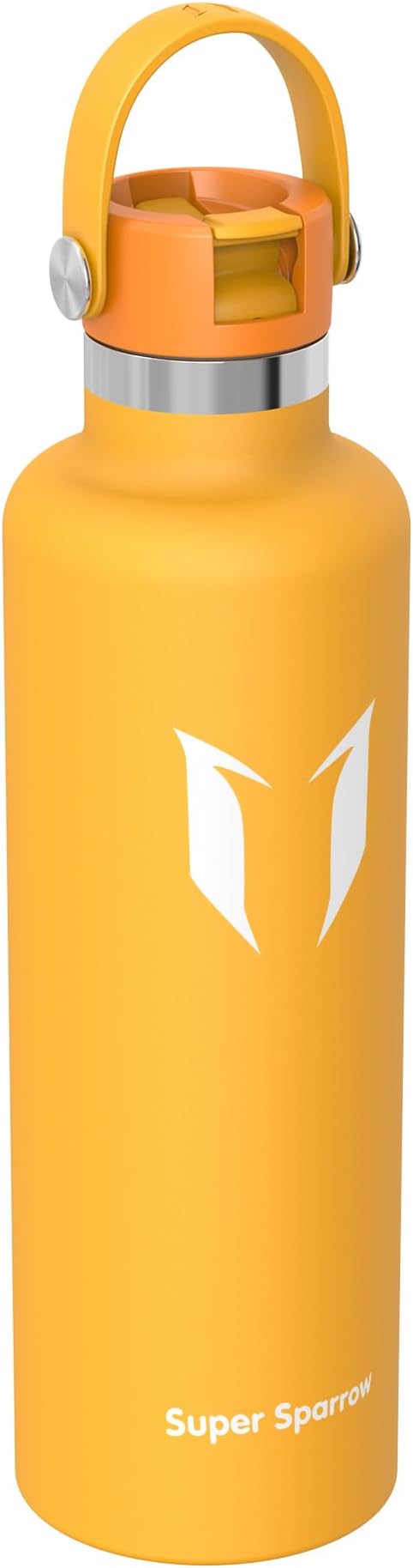 Super Sparrow Insulated Water Bottle - 17 Oz / 25 Oz / 32 Oz - Standard Mouth FlipFlow Flask - BPA Free, Leak Proof Drink Bottle- Ergonomic Straw Water Bottles for Work, Gym, Travel, Sports