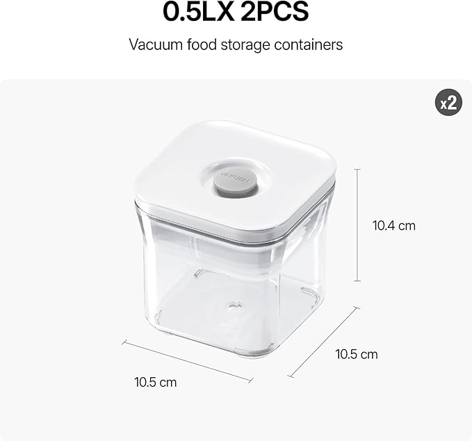 Premium Airtight Food Storage Containers, 2PC-SET(0.53qt), Smart One-Click Seal Lid, Patented Double Silicone Lining, 100% Leak Proof, BPA-FREE, Dishwasher, Freezer & Microwave Safe