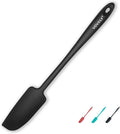 Silicone Jar Spatula, Small Rubber Scraper, Spatulas Silicone Heat Resistant, Seamless,Non StIck Cookware 11.2 Inch, Black.