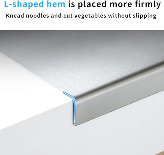 LandHope Large Cutting Board 304 Stainless Steel Cutting Board Metal Baking Mat Non Stick Thick Board Cutting Fruit Vegetable Meat Kneading Rolling Bread Pizza Biscuits Dough Sturdy Kitchen