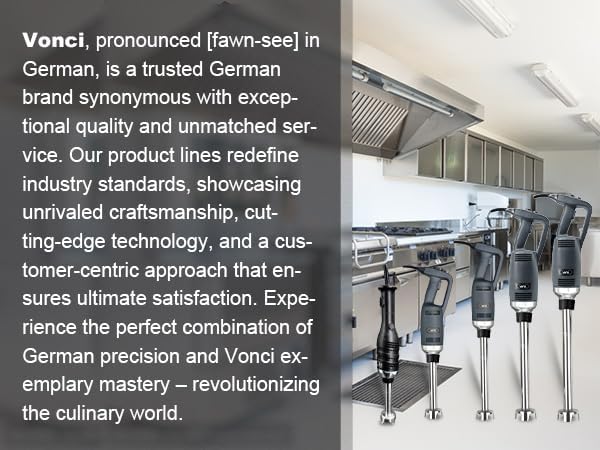 VONCI 280W Commercial Immersion Blender, Light Duty Hand Blender with Variable Speed 6000-20000RPM, Handheld Stick Mixer with 9.5" Detachable Shaft, Professional Blender for Restaurant Kitchen.