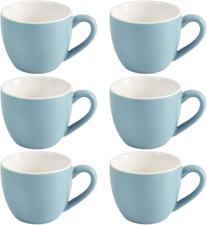 homEdge Mini Procelain Espresso Cup, 3 Ounces / 90 ml Tiny Coffee Mugs Demitasse for Espresso, Tea- Set of 6, Light Blue