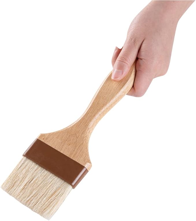 Restaurantware Pastry Tek 3 Inch Wide Buttering Brush 1 Boar Bristle Pastry Brush - Hardwood Handle Built-In Hanging Hole Wood Basting Brush Sturdy Ferrule For Glazing And Basting