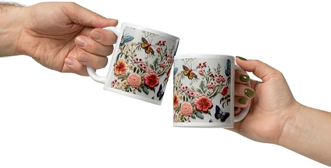 11 OZ Novelty Coffee Mugs - Christmas Gift (Butterfly Flower)