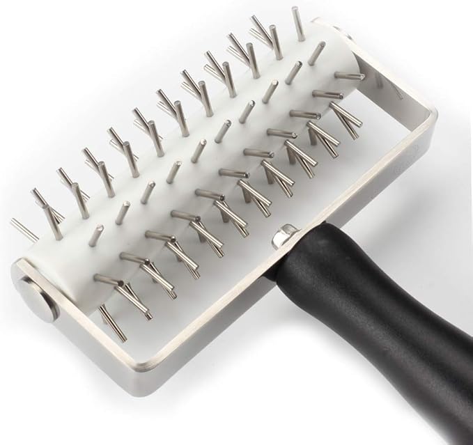 Pizza Dough Docker - EVNSIX Pastry Docker Roller with Stainless Steel Spikes for Homemade Baking Cake crackers Pie Hole Maker,Prevent Dough from Blistering,Commercial Kitchen Pizza Making Accessories