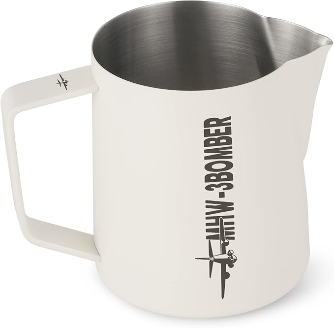 MHW-3BOMBER Latte Art Pitcher Stainless Steel Milk Frothing Pitcher Steamed Espresso Cup Barista Pitcher (Cream White, 16.9oz/500ml) P5020W-OS
