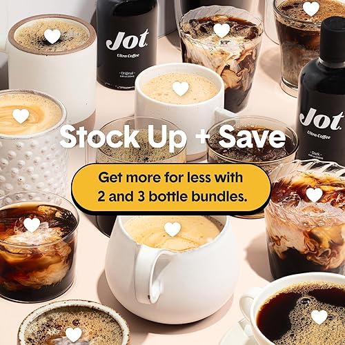 Jot Coffee Concentrate (Original/Dark) High Caffeine Cold Brew Coffee Concentrate Liquid for Iced Coffees, Instant Espresso, Hot or Cold Instant Coffees - Makes 14 Cups, 150mg Caffeine/Tbsp, No Sugar