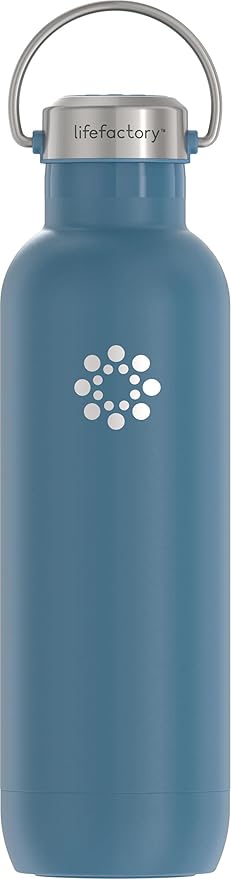 Lifefactory 24-Ounce Stainless Steel Vacuum-Insulated Sport Bottle, Dark Denim