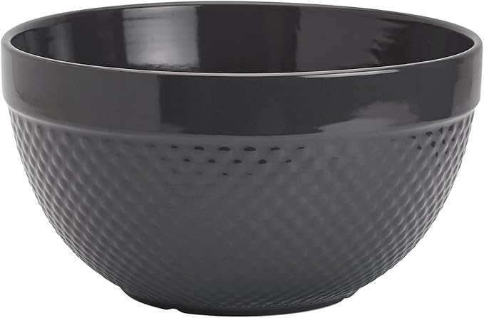 TTU Tabletops Gallery Hobnail Style 4 Piece Timeless Grey Stoneware Nesting Mixing Bowl Set for Baking and Cooking