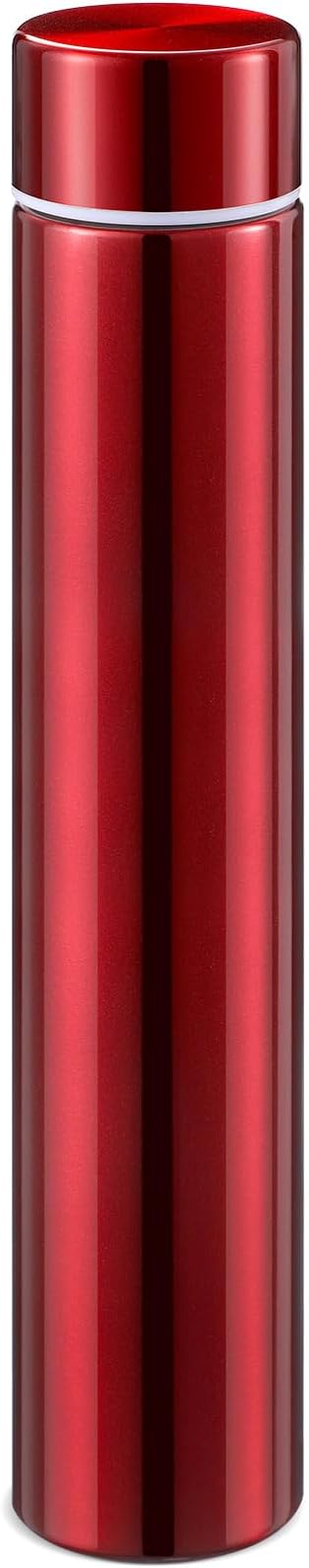 Vesici Slim Water Bottle 8.8 oz Small Stainless Steel Purse Compact Insulated Water Bottles Camping Travel Backpack Pocket Flask for Car Cold Coffee Tea(Red,1 Pack)