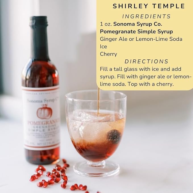 Sonoma Syrup Co Pomegranate Grenadine Simple Syrup, 12.7 oz for Cocktails, Tea, and Baking