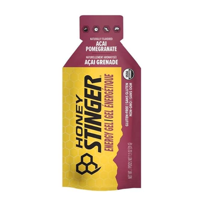 Honey Stinger Organic Acai Pomegranate Energy Gel, Gluten Free & Caffeine Free, for Exercise, Running and Performance, Sports Nutrition for Home & Gym, Pre and Mid Workout, 24 Pack, 26.4 Ounce