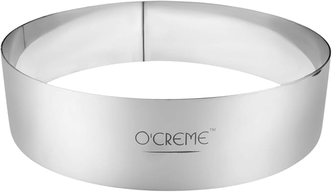 O'Creme Cake Ring Sturdy Stainless Steel Round Mousse Cake Ring Mold for Baking, Dessert Cake Decorating Pastry Rings 8 Inch Diameter x 1-3/4 Inch High