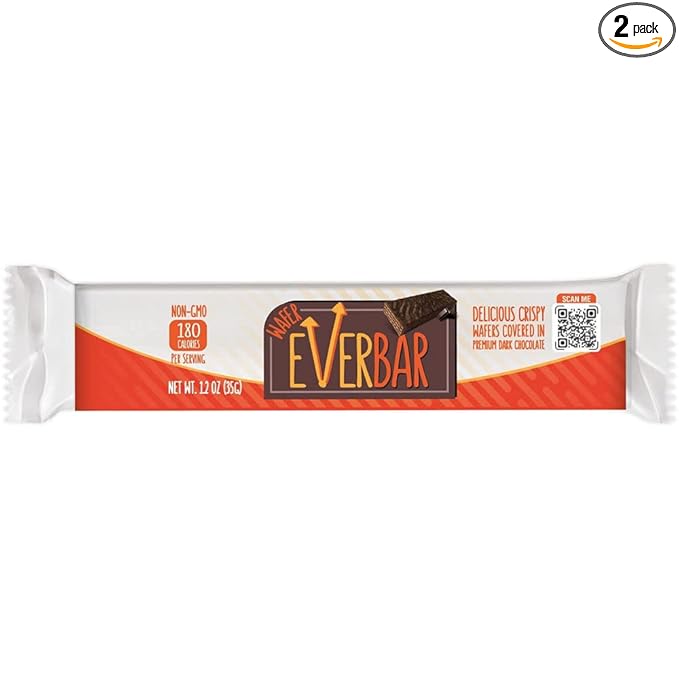 EverBar - Dark'n Crispy Chocolate Bars, 48 Count | Non-GMO, Dark Chocolate Wafer Candy Bar | On the Go | With Coffee or Tea | Healthy Snack | Bite-Size Premium Wafer Chocolate 48 Count