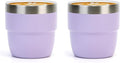 Zenbo 4 oz Espresso/Coffee Cups Set of 2, Ceramic-Lined Double Wall Vacuum Insulated 18/8 Stainless Steel, Stackable & Dishwasher Safe, Space-Saving, Compatible with Most Espresso & Coffee Makers