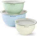 Rorence Stainless Steel Mixing Bowls: Color Painting Metal Mixing Bowl Set with Lids Nesting Bowls for Kitchen Set of 3