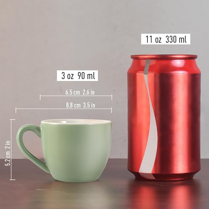 homEdge Mini Procelain Espresso Cup, 3 Ounces / 90 ml Tiny Cofffee Mugs Demitasse for Espresso, Tea- Set of 6, Multicolor