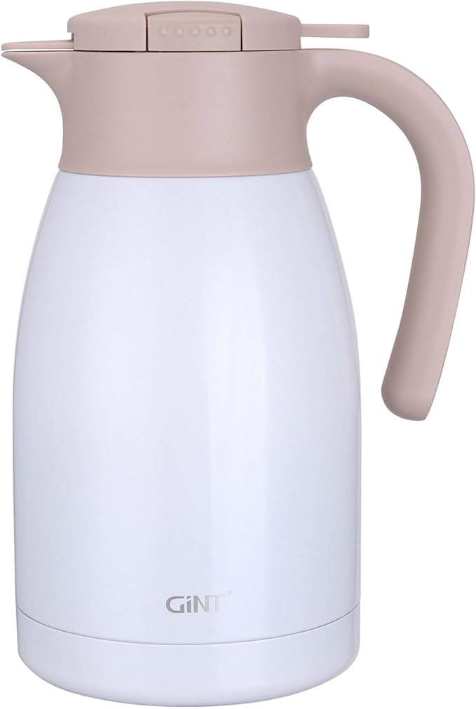 GiNT 50.7 Ounces Stainless Steel Thermal Coffee Carafe with Lid/Double Walled Vacuum Thermal Carafe / 12 Hour Heat Retention (White, 1.5L)