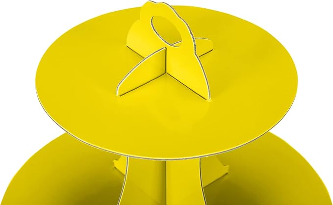 3-Tier Cupcake Stand, Cake Stand holder, Tiered DIY Cupcake Stand Tower for Dessert Table Displays, Birthday Theme Party Favors Decoration, Floral Tea Party, 12" W x 12.8" H, Yellow