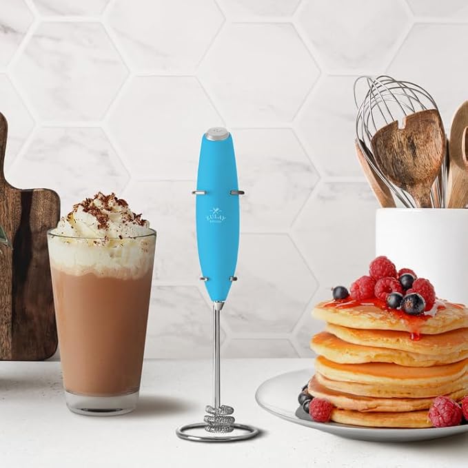 Zulay Kitchen Milk Frother with Patented Tornado Triple Whisk – Handheld Foam Maker for Coffee, Lattes, Matcha & Hot Chocolate – Rich, Creamy Froth in Seconds -