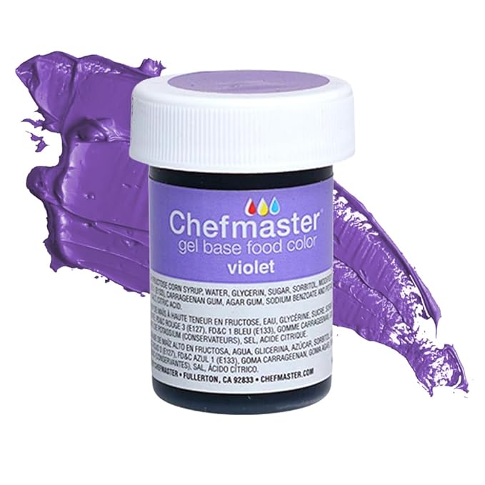Chefmaster Violet Gel Food Coloring | Vibrant Color | Professional-Grade Dye for Icing, Frosting, Fondant | Baking & Decorating | Fade-Resistant | Easy-to-Use | Made in USA | 1 oz