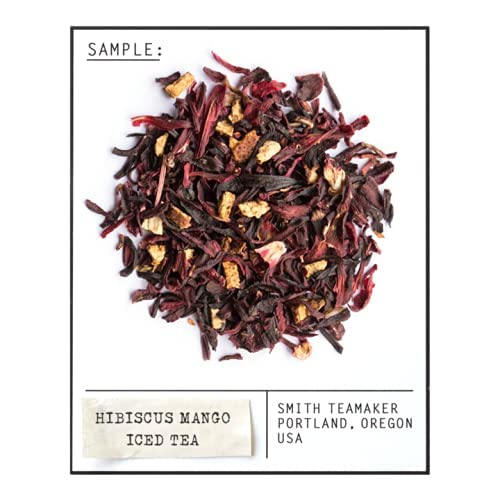 Steven Smith Teamaker Hibiscus Mango Iced Tea No. 42, Refreshing, Caffeine-Free, Sustainably Grown, Full Leaf Herbal Iced Tea, 10 Count, 1 Quart Sachets