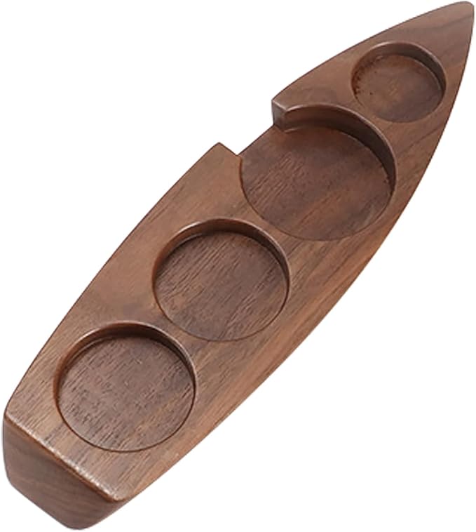 Coffee Tamper Station, Small Ship Shape Portafilter Tamping Stand Espresso Coffee Organizer Box Fit for Storage 54, 64MM Espresso Tamper Mat Portafilter Holder (Accessories not included)