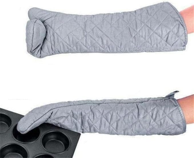 Extra Long 23 Inch Heat Resistant Oven Gloves New Cotton Oven Mitts Kitchen Gloves High Temperature Cooking Tool BBQ Gloves (23-Inch)