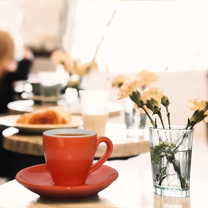 Porcelain Espresso Cup with Saucer, Espresso shot Cup, 80ml/2.7Oz, Orange