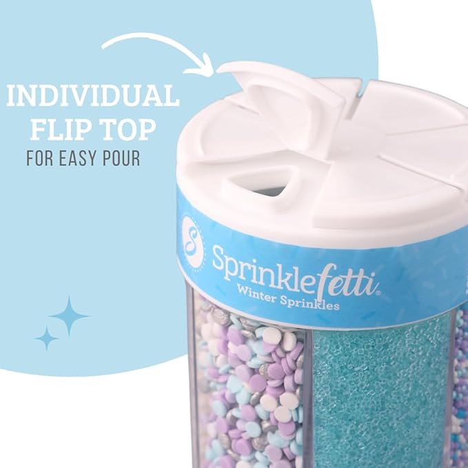 Sweets Indeed Winter Sprinkles – 6.75 oz | Frozen Snowflake Sprinkles with Jimmies, Sugar Crystals, Nonpareils, Confetti & Snowflake Shapes | Christmas Holiday & Winter Baking Decorations