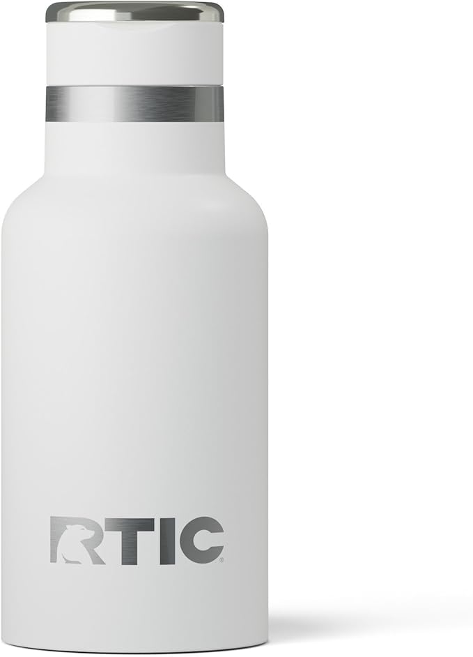 RTIC Little Journey Bottle with Straw, Insulated, Stainless Steel, Metal, Double Wall Vacuum-Insulation, Ceramic-Lined, Leak-Proof Lid, BPA-Free Water Flask for Sports, Travel, White