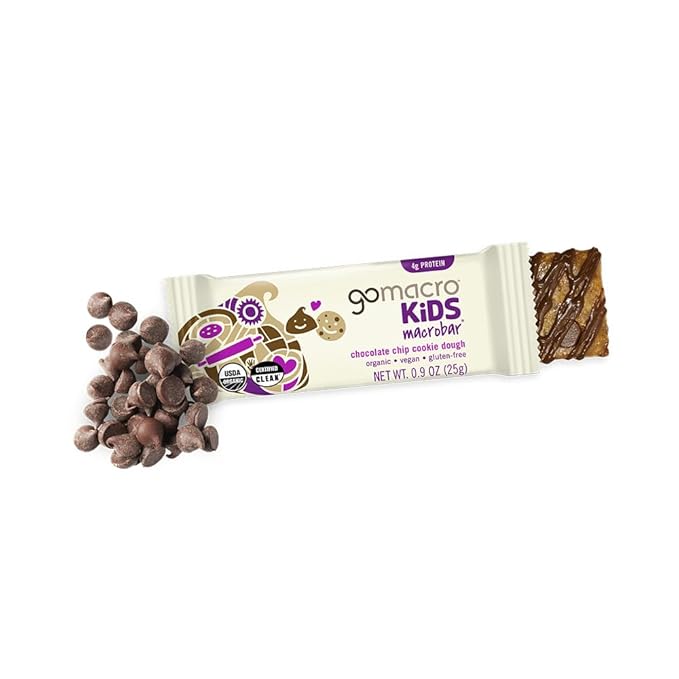 GoMacro Kids MacroBar Organic Vegan Snack Bars - Chocolate Chip Cookie Dough (0.90 Ounce Bars, 7 Count)