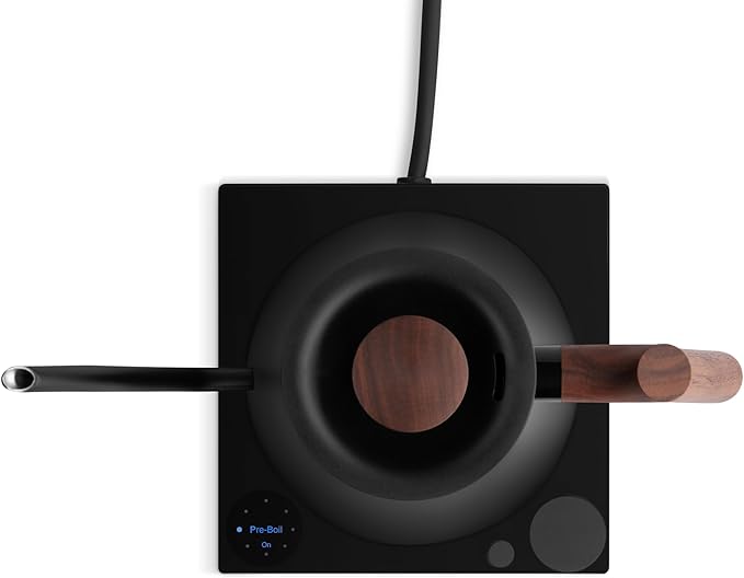 Fellow Stagg EKG Pro Studio Edition Electric Gooseneck Kettle - Pour-Over Coffee, Tea, Quick Heating, Precise Temperature Control, Scheduling, Built-in Brew Timer-Matte Black with Walnut Handle, 0.9 L