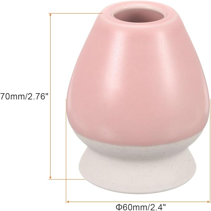 HARFINGTON Ceramic Chasen Stand 70mm Matcha Whisk Holder Teas Set Whisks Stand Traditional Matcha Tea Chasen Holder Tea Set Accessories for Tea Tasting, Beige/Pink