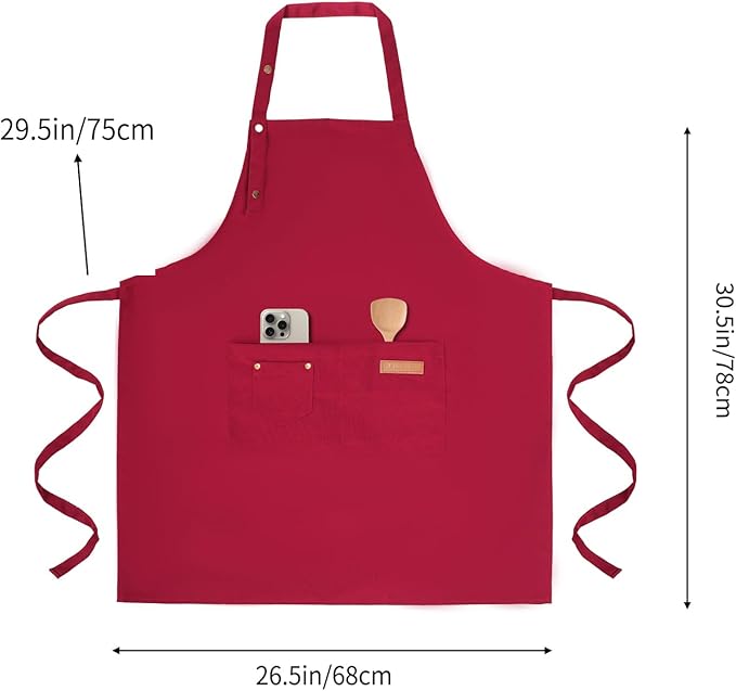 Tosewever Art Aprons for Women Painting Pottery Baking, Mens Buckle Straps Kitchen Apron with Pockets for Chef Cooking