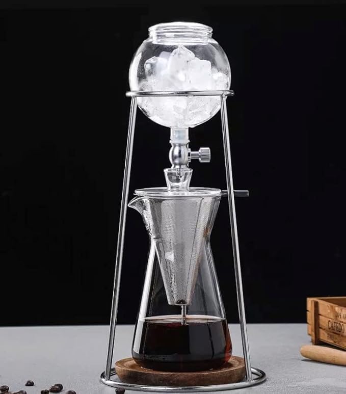 Nispira Iced Coffee Cold Brew Drip Coffee Maker Stainless Steal, 400mL, Borosilicate Glass