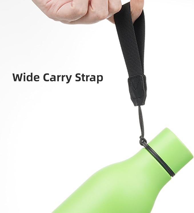 Insulated Water Bottle with Strap,18 oz Double Wall Stainless Steel Vacuum Bottles Metal Water Flask,Green