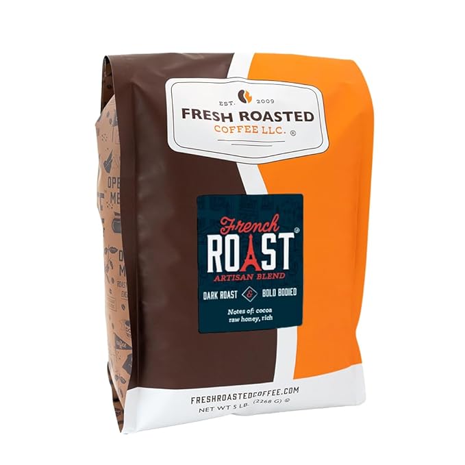 Fresh Roasted Coffee, French Roast, 5 lb (80 oz), Dark, Kosher, Ground