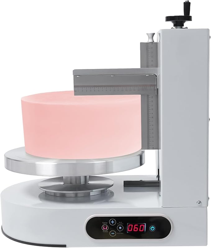 Cake Decorating Machine, 200W Cake Cream Spreading Machine 60-320rpm Rotating Speed Automatic Cake Cream Spreading Machine with LCD Display for 4-12 inch Cakes (White)
