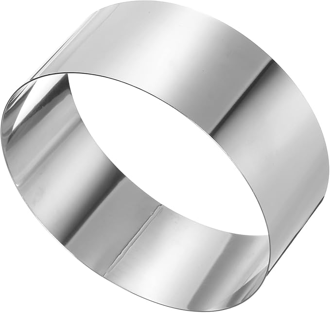 HARFINGTON Round Cake Ring 7 x 2.75 Inch Seamless Stainless Steel Pastry Mousse Dessert Ring Mirror Coating for Baking Cooking Making Tool